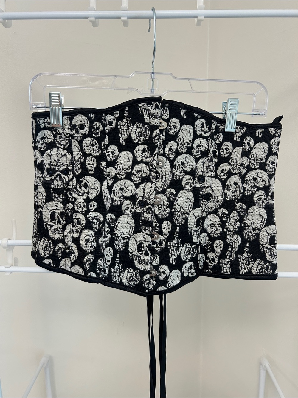 SHEIN Black and White Skull Print Corset-Style Bottoms